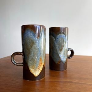 Pair of D'Vita drip glazed ceramic drinking cups